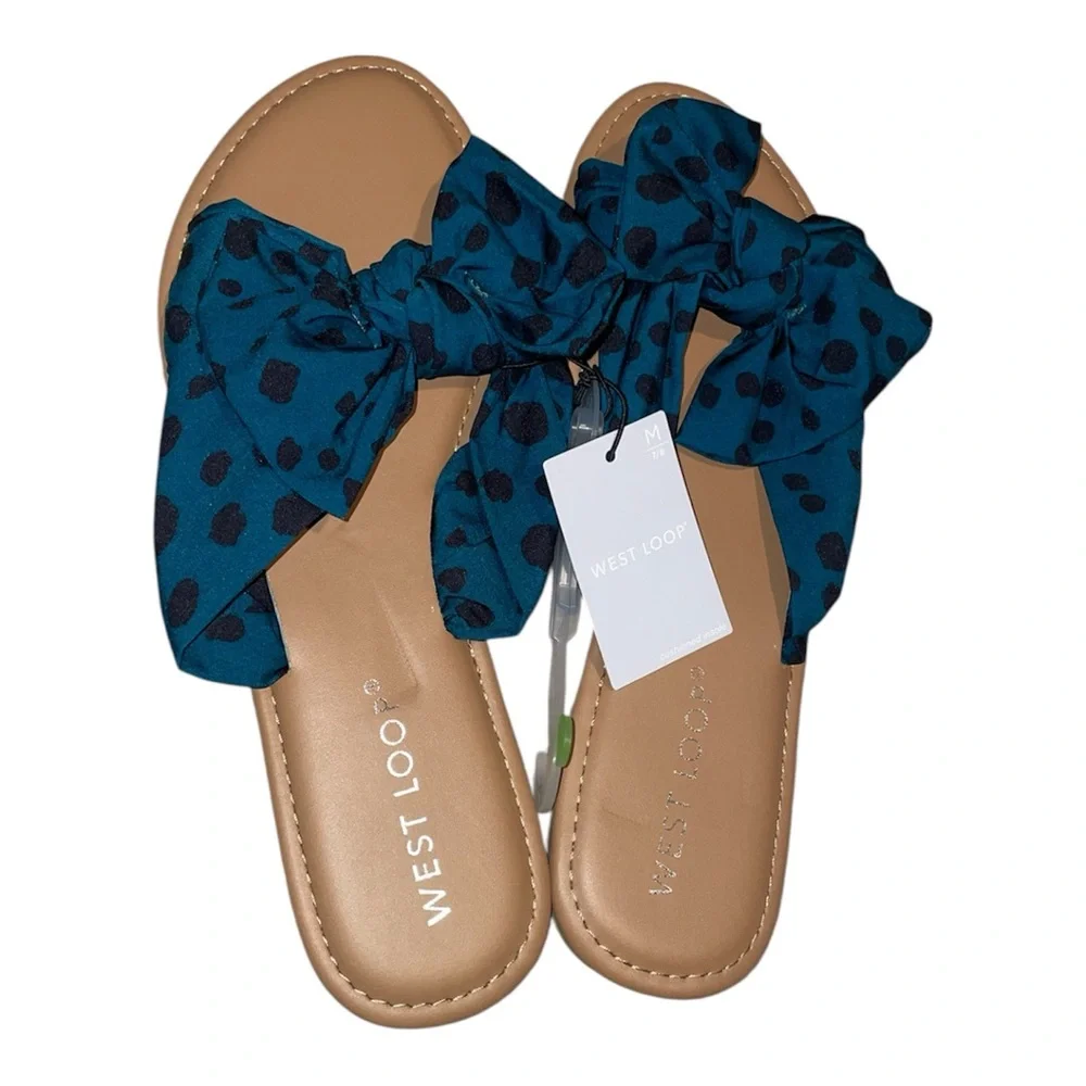 West Loop green/polka dot sandals size S(5/6) and M(7/8)